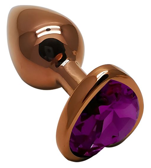 Анальна пробка з кристалом EGZO - Dark Gold Heart Plug Purple, size S sexstyle | Зображення 1