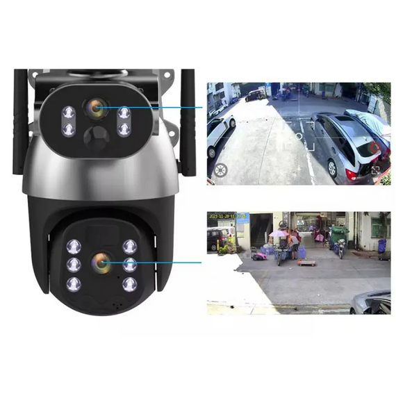 Камера Q5max WIFI duel lens camera 6mp black app 100x/i-cam+, камера відеоспостереження із сонячною панеллю | Зображення 3