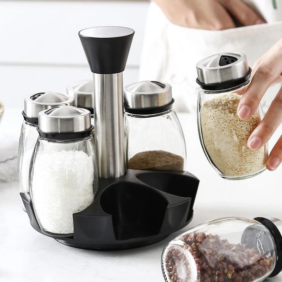 Набір баночок для спецій на підставці 6 шт, Spice carousel / Карусель для спецій / Органайзер для спецій, що обертається | Зображення 5