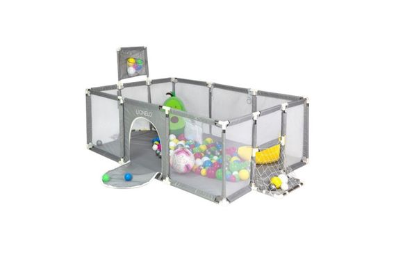 Дитячий ігровий манеж KP-82 з сухим басейном, баскетбольним кільцем та воротами, 180х120см, сірий (47334-KP-82_1393) | Зображення 2