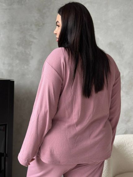 Жіноча піжама PLUS SIZE рожевого кольору з хмаринками з мікрофлісу | Зображення 8
