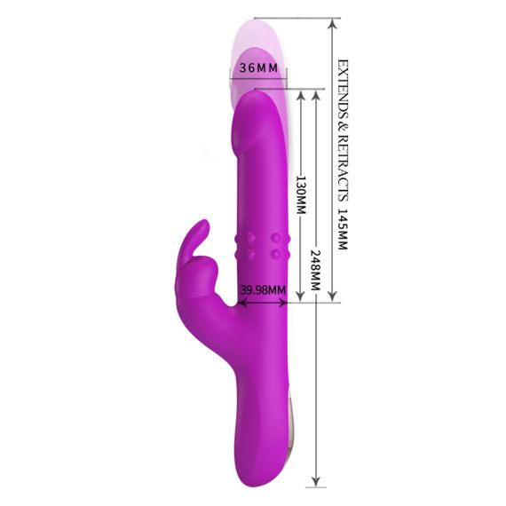Вібратор-кролик з ротацією та фрикціями Pretty Love REESE фуксія, 24.8 х 3.6 см sexstyle | Зображення 6