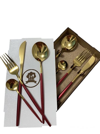 Набір столових приборів Kitchen бордовий на 6 персон | Зображення 5