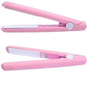 Міні-плойка прасок для волосся дорожня Make Time Рожевий з білим