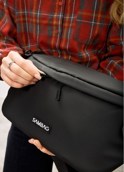 Женская сумка-бананка под ноутбук Sambag Urban Laptop черная 46×26 см (51411064) | Зображення 4