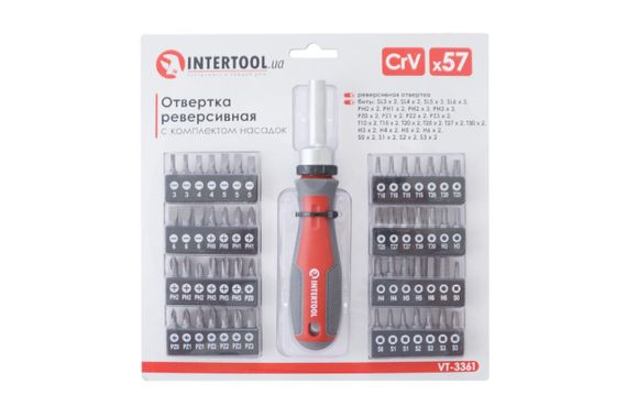 Отвертка Intertool - реверсионная Pro 57 ед. (VT-3361)