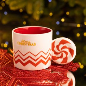 Чашка фарфоровая новогодняя Merry Christmas 350 (мл) Белая с красным Yiwu FM-CS-51WR