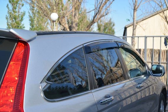 Вітровики з хром молдингом (4 шт, HIC) для Honda CRV 2007-2011 рр | Зображення 1
