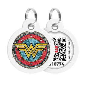 Адресник для животных WAUDOG Smart ID с QR паспортом "Чудо-женщина 2" круг 30 мм (230-1013)