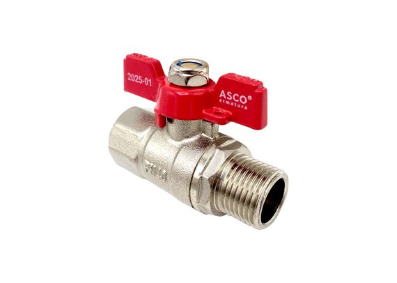 Кран кульовий Nickel PRO PN40 1/2" ЗВ червоний метелик ASCO 1/26 | Зображення 1