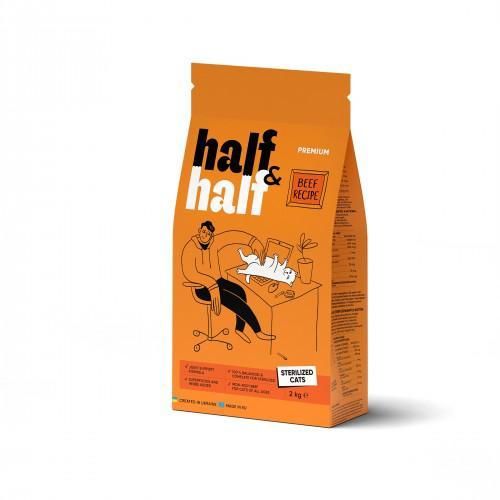 Сухий корм Half&Half для стерилізованих кішок, з яловичиною, 2 кг