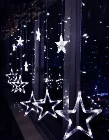 Светодиодная гирлянда штора звездопад 138LED (гирлянда со звездами): длина 2,5м ( белый цвет) | Зображення 2
