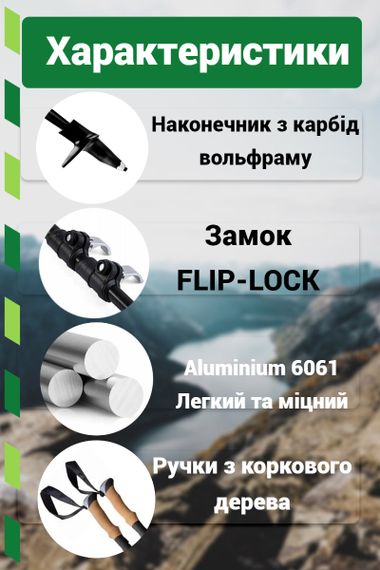 Трекінгові палиці PowerPlay 9110 Friluftsliv Black/White 80-135 см (пара) + 2-ві пари чобітків + чохол | Зображення 7