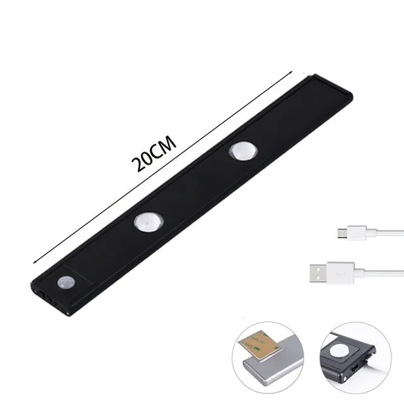Світлодіодний нічник USB з датчиком руху , Чорний