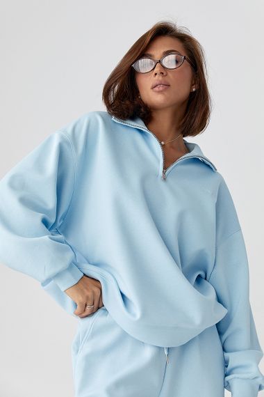 Однотонний спортивний костюм із написом - блакитний цвет, ONE SIZE (є розміри) | Зображення 2