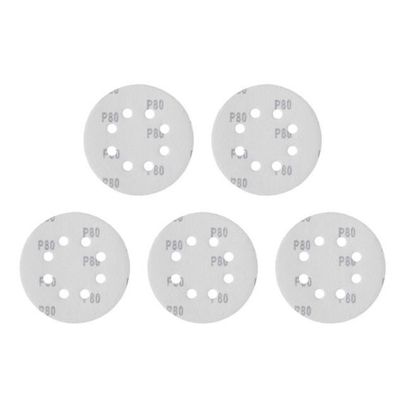 Круг наждаковий самоклейний 125 мм з отворами, папір класу С, К80, 5 од. INTERTOOL BT-0585 | Зображення 1