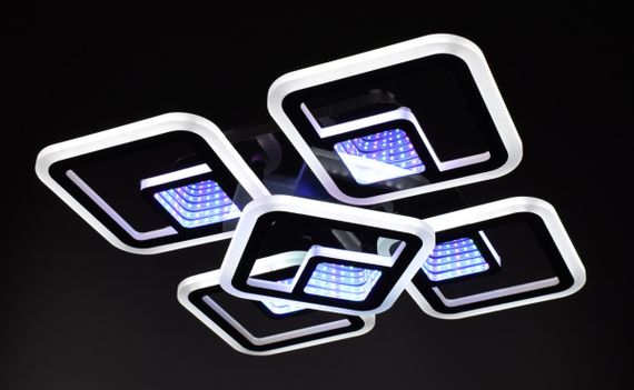 Люстра світлодіодна стельова LED світильник для квартири на стелю лед з пультом 26025 Чорний 10х40х40 см. | Зображення 6