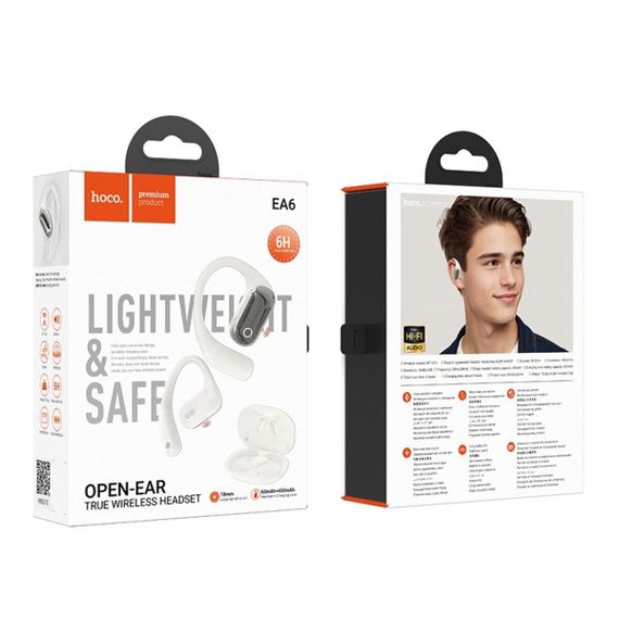 Бездротові навушники HOCO EA6 Melody open true wireless BT headset Milky White | Зображення 1