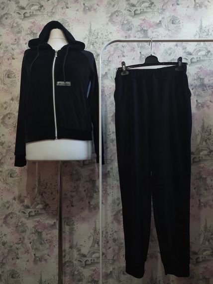 Жіночий Велюровий спортивний костюм худі штани чорний оксамитовий домашній костюм 66