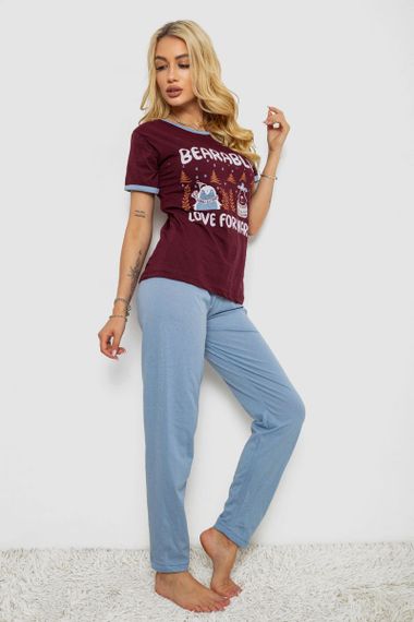 Пижама женская с принтом  -уценка, цвет бордовый, 243R30018-U | Зображення 2