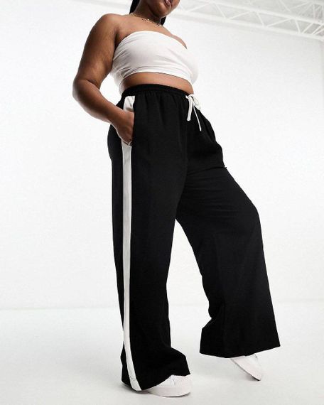 Женские трикотажные брюки палаццо больших размеров с лампасами KA113 размер 54/58 цвет черный | Зображення 4