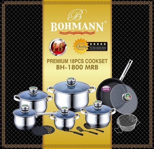 Набор кастрюль с крышками и сковородой Bohmann BH 1800 MRB набор кухонный 19 предметов посуда для кухни | Зображення 2