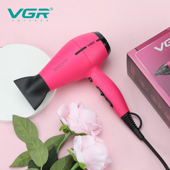 Фен профессиональный для волос VGR V-457 2 скорости 3 температурных режима холодный обдув 2400 Вт Розовый | Зображення 3