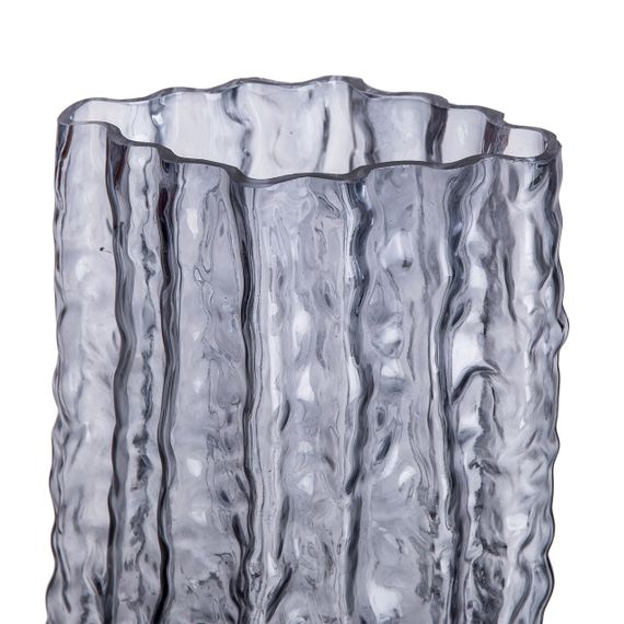 Скляна ваза, ліпний декор, прямокутна, 14,5 x 11 x 21 см. | Зображення 3