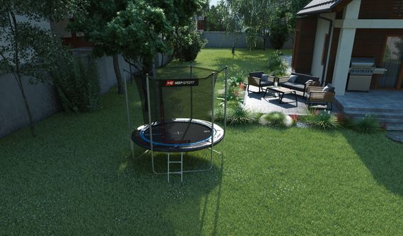 Батут Hop-Sport 8ft (244см) чорно-синій з внутрішньою сіткою | Зображення 4