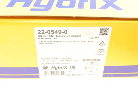 Колодки гальмівні передні Audi A6 97-05 +датчики  22-0549-0 | Зображення 8