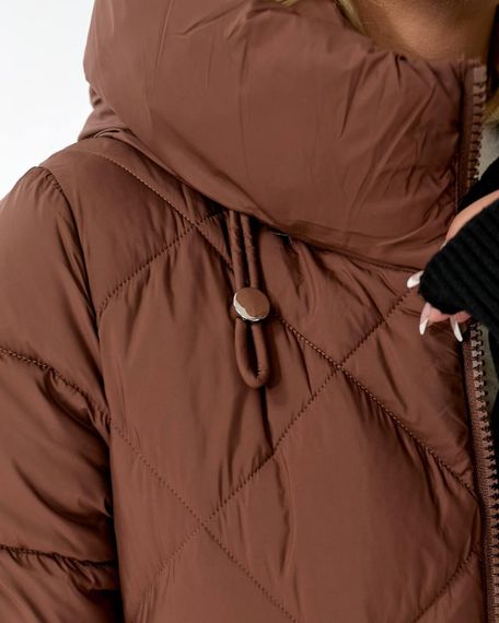 Коричневе зимове пальто колір шоколад преміум якості | Зображення 7