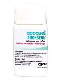 Средство для уменьшения зуда у собак при дерматитах и аллергиях Zoetis Апоквель 3.6, 100 табл