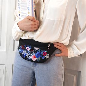 Сумка на пояс бананка Bumbag Цветы 27x16 см (BB_19A003_BL)