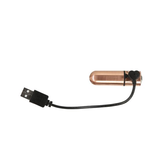 Вибропуля PowerBullet First-Class Bullet 2.5″ with Key Chain Pouch, Rose Gold, 9 режимов вибрации, Розовое | Зображення 1