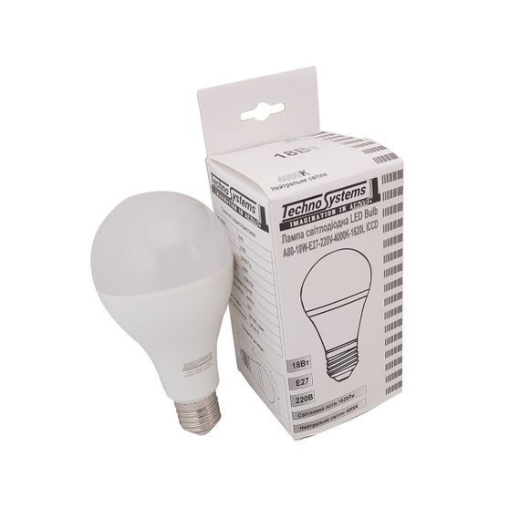 Лампа світлодіодна LED Bulb-A80-18W-E27-220V-4000K-1620L GOLDEN Ny95000043 | Зображення 6