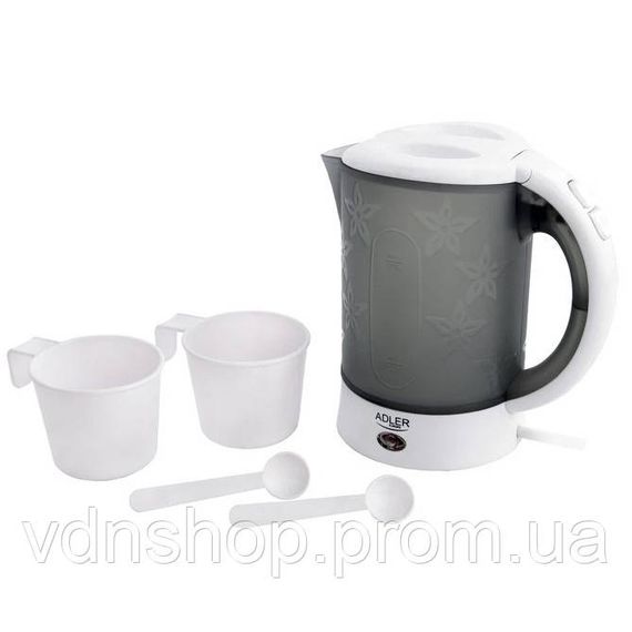 Электрочайник чайник с чашками и ложечками набор в дорогу Adler AD 1268 0.6Л 600Вт UE-92