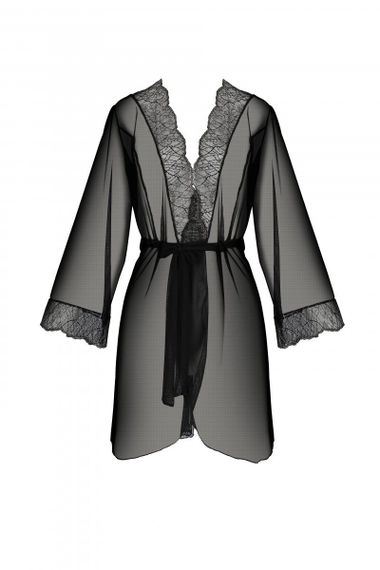 Пеньюар Passion AMBERLY PEIGNOIR black, L/XL, пояс у комплекті | Зображення 2