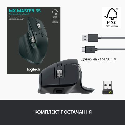 Мышка Logitech MX Master 3S Performance Wireless Mouse Bluetooth Graphite (910-006559) (910-006559) | Зображення 9