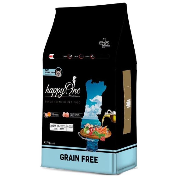 Корм happyOne Mediterraneum Sterilized Cat Fresh Meat сухий зі свіжим м'ясом для стерилізованих котів 7 кг