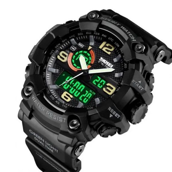 Годинник наручний чоловічий SKMEI 1520BK BLACK, армійський годинник протиударний. RY-983 Колір: чорний | Зображення 1