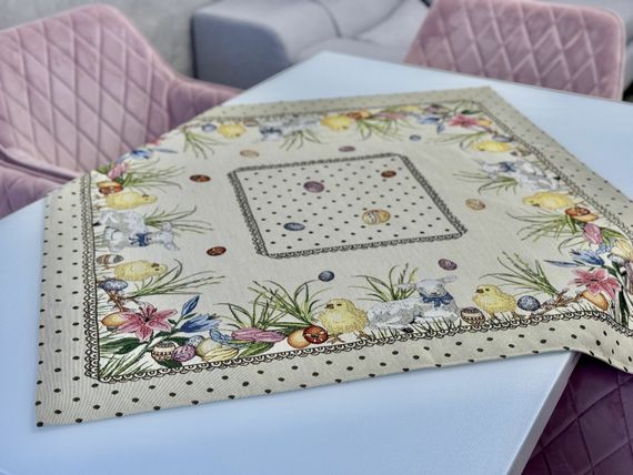 Скатертина гобеленова CHEYSI Limaso, 93x93, Квадратна, Великодній, Без люрексу, 60% поліестер, 24% бавовна, 16% акрил, Гобелен | Зображення 5