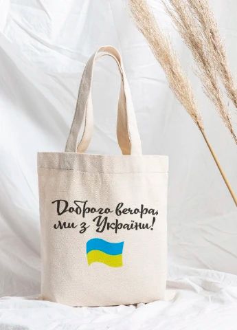 Еко сумка шопер Мерч Крафт Дизайн 34х38см ручка 60см з принтом доброго вечора Україна