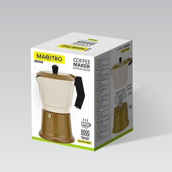 Кофеварка гейзерная Maestro МR-1657-6 Beige 300 мл 6 чашек бежевая | Зображення 4