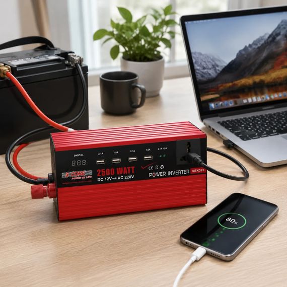 Инвертор 5 CORE UN-3058 2500W 12V • Преобразователь напряжения 5 CORE UN-3058 12V-220V 1100 Вт с USB и модифицированной синусоидой | Зображення 2