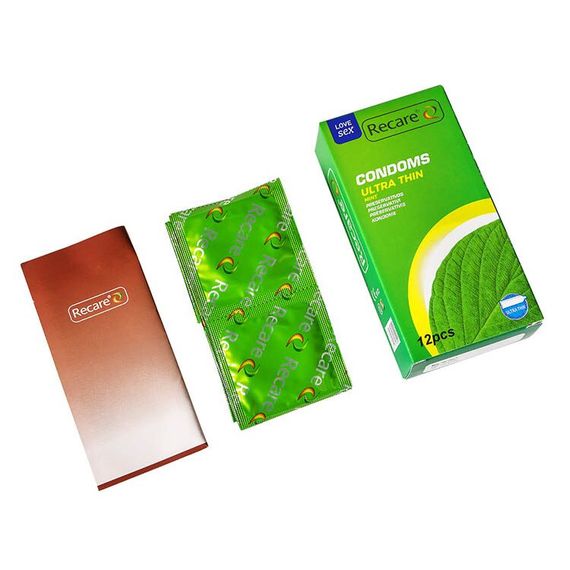 Презервативи Ultra Thin Mint Condoms Recare 12 шт, ультратонкі, аромат: м'ята | Зображення 2