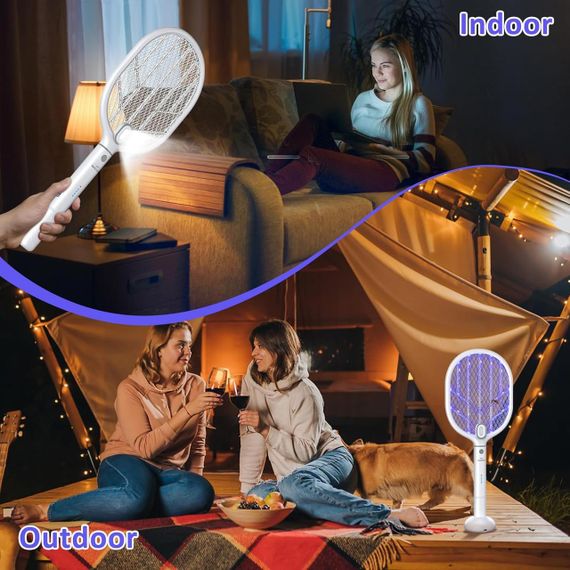 Електрична мухобійка акумуляторна пастка для знищення комах, мух, комарів 4000 В з LED-підсвіткою для дому та вулиці 1800 мАг | Зображення 7