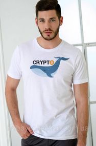 Футболка чоловіча із принтом "CRYPTO" біла