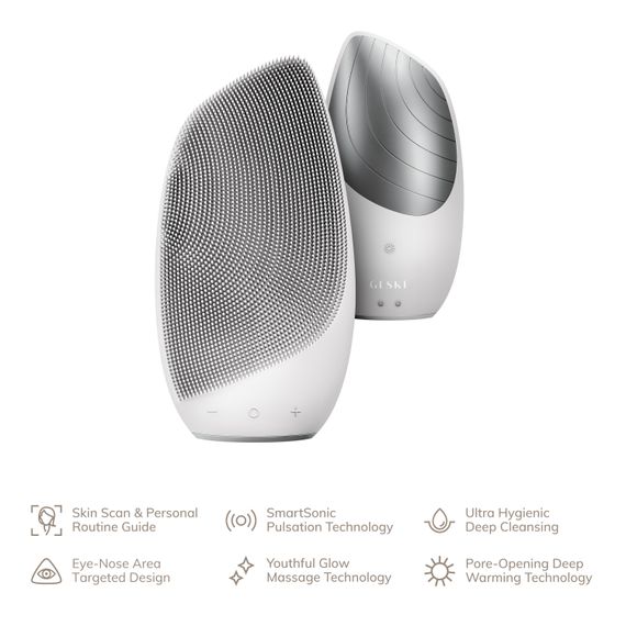 Електронна звукова термо щітка для обличчя GESKE Sonic Thermo Facial Brush 6в1 white | Зображення 1