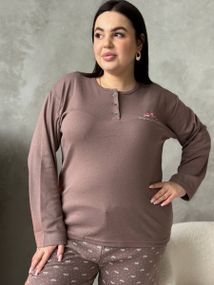 Тепла жіноча піжама PLUS SIZE з мікрофлісу