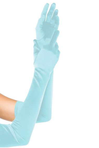 Довгі рукавички атласні Leg Avenue Extra Long Satin Gloves One Size Блакитні